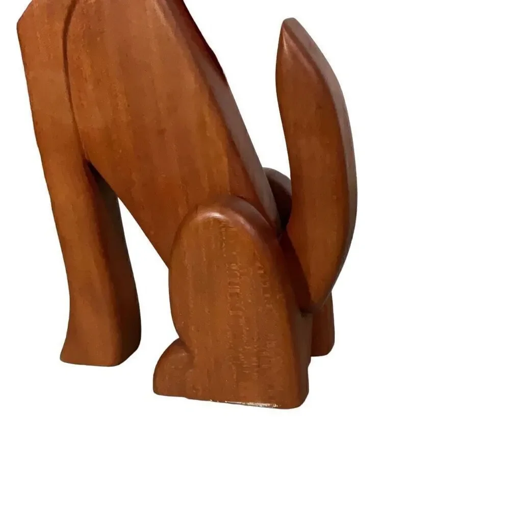 Howling Coyote Teak Hand Carved Wood Bandana Silver Clasp Vintage 1992 14”